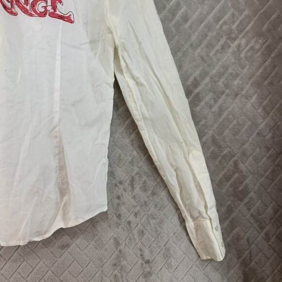 Armani Exchange Womens S Button Up Shirt White Graphic Logo Long Sleeve Artist - Picture 15 of 16